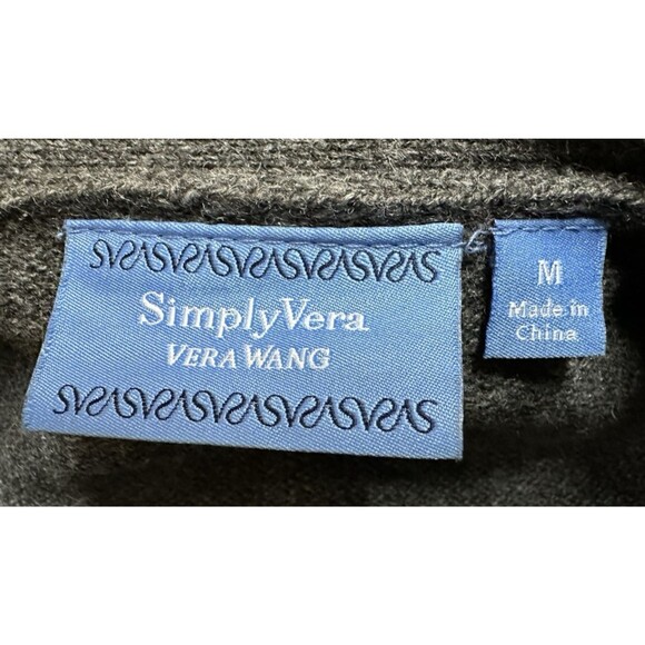 Simply Vera Vera Wang women size M black and gray faux fur button cardigan - Picture 9 of 9